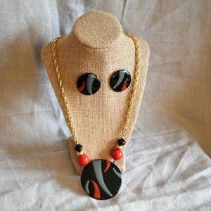 Vintage 80's Statement Necklace and Earring Set